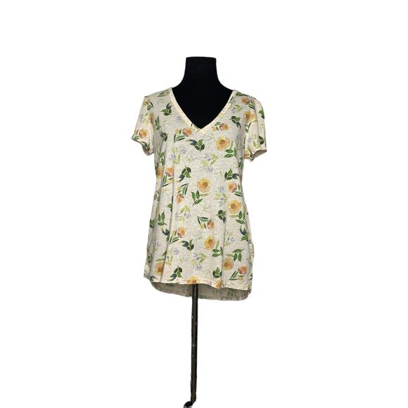 T. la cream yellow floral short sleeves tee size Small - Picture 9 of 11